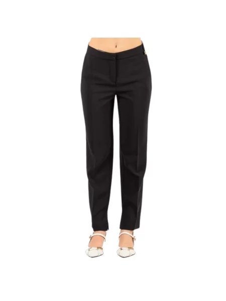 Spodnie Elisabetta Franchi z krepy z autografem czarne