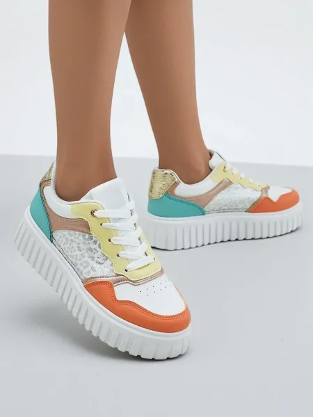 Sneakerși Resti cu platformă alb