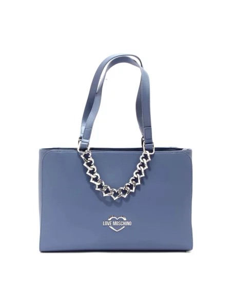 Shopperka Moschino skórzana niebieska