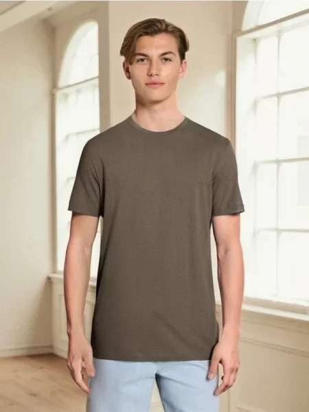 Sinsay koszulka z krótkim rękawem brązowy