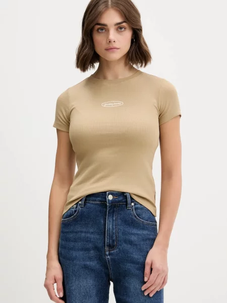 Тениска Guess Jeans дамска бежово