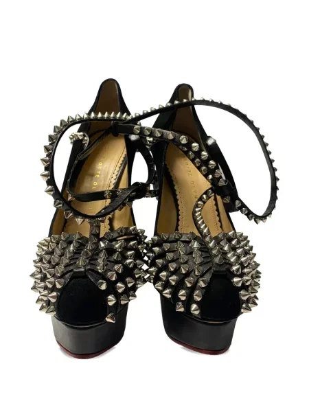 Pantofi cu toc Charlotte Olympia cu tepi negru