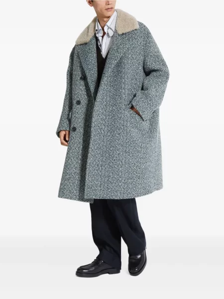 Palton Zegna cu model herringbone albastru