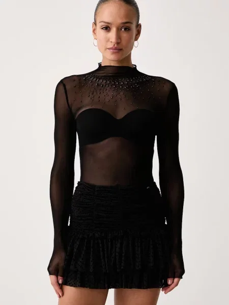 Tricou cu mânecă lungă Silvian Heach negru