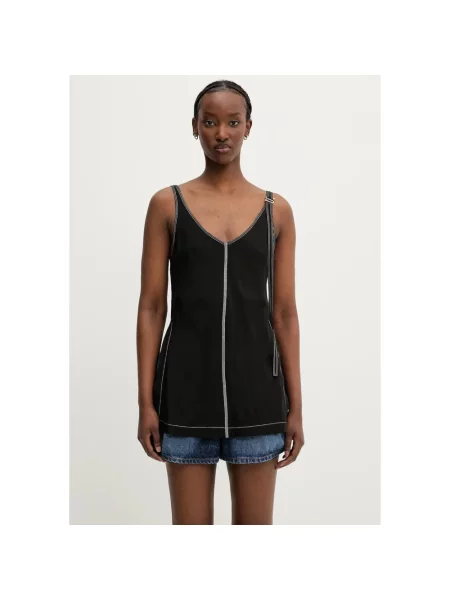 Lniany top Sportmax czarny