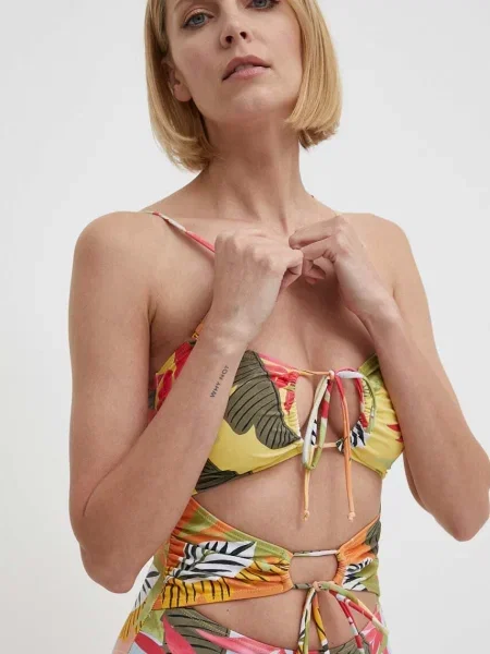 Jednodílné plavky Desigual PALMS ONE PIECE mírně vyztužený košík žlutá