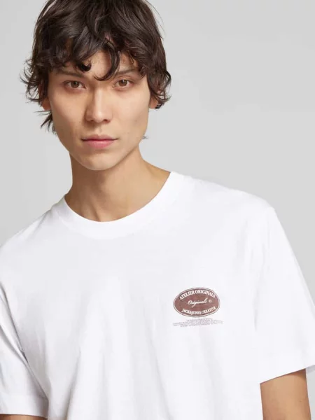 T-shirt z nadrukiem z logo model ‘BOSTON’ Jack & Jones biała