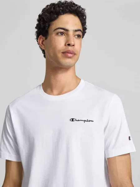 T-shirt z naszywanymi detalami z logo i okrągłym dekoltem Champion biała