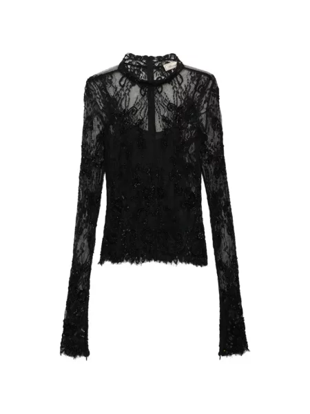 Pulover Blumarine cu broderie din dantelă negru