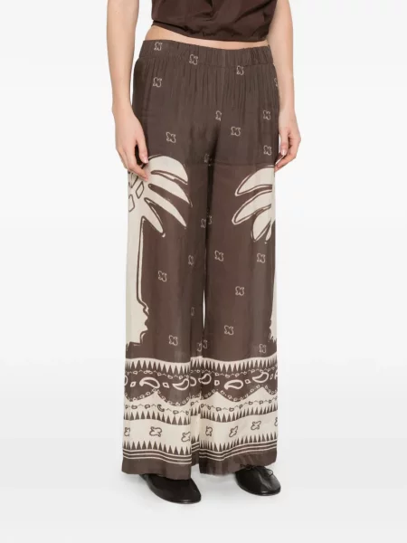 Pantaloni palazzo Ottod’ame cu imagine maro