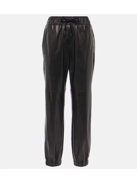 Pantaloni Brunello Cucinelli din piele negru