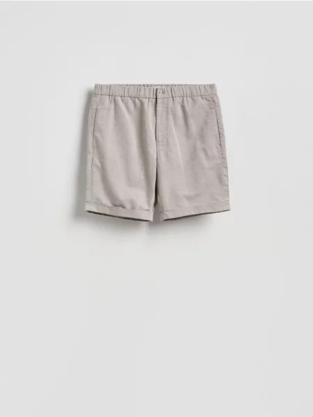 Reserved Pantaloni scurți regular cu adaos de in verde-oliv deschis verde