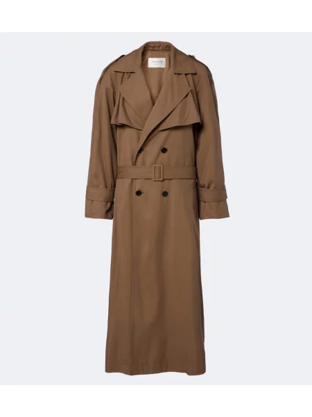 Trenci Saint Laurent cu două rânduri de nasturi maro