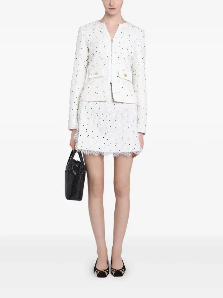 Mała spódnica mini Giambattista Valli w grochy koronkowa biała