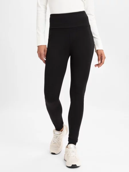 Y.A.S Legginsy Kobiety Dżersej czarny jednolity XL