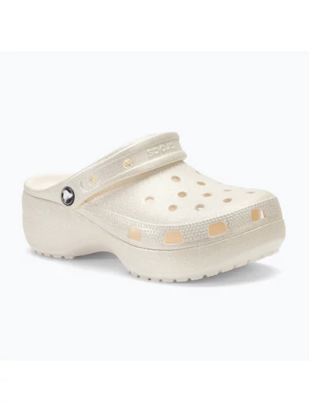 Žabky Crocs Classic Platform Glitter chalk béžové