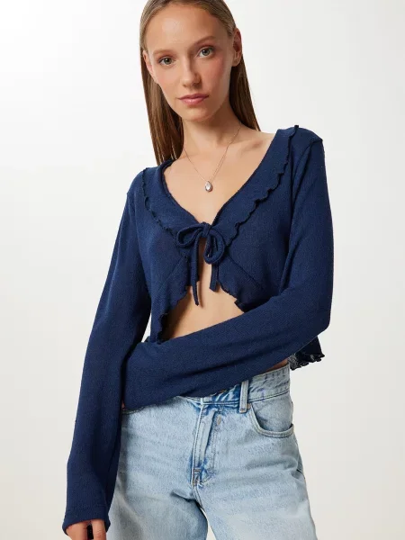 Happiness İstanbul Geacă tricotată închis albastru