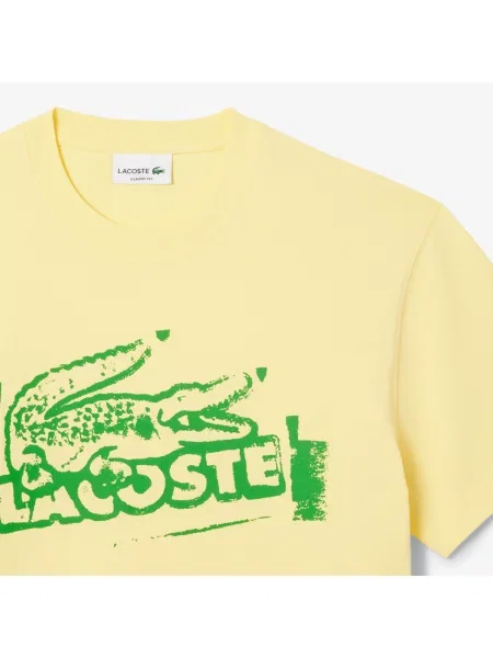 Lacoste Koszulka Z Bawełnianego Dżerseju żółty