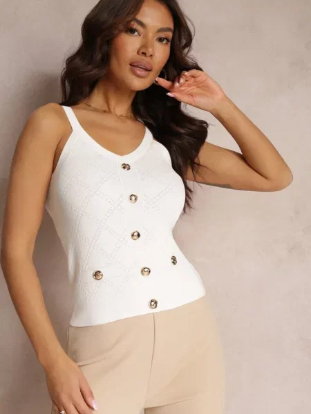 Top Other na ramiączkach prążkowany biały