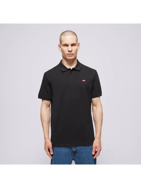 Тениска с яка Levi's мъжка с изчистен дизайн черно
