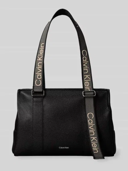 Torba shopper z mieszanki bawełny Calvin Klein czarna
