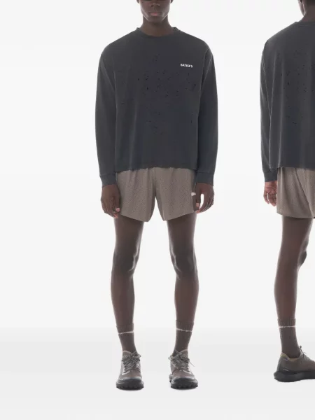 Lung tricou Satisfy zdrențuiți gri