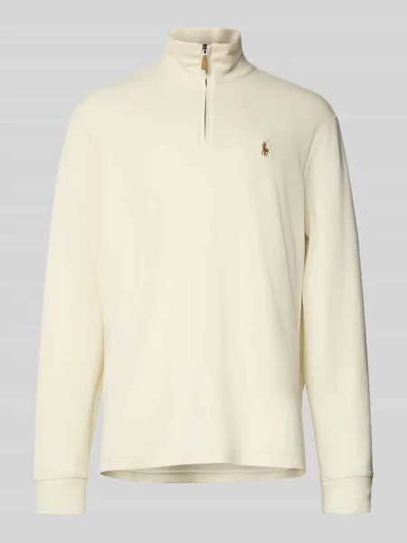 Dzianinowy sweter Polo Ralph Lauren ze stójką beżowy