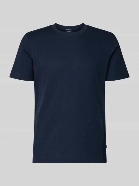 T-shirt z prążkowanym okrągłym dekoltem Joop! Collection granatowa