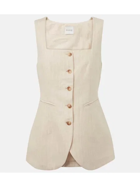 Vestă Posse de in cu dungi bej