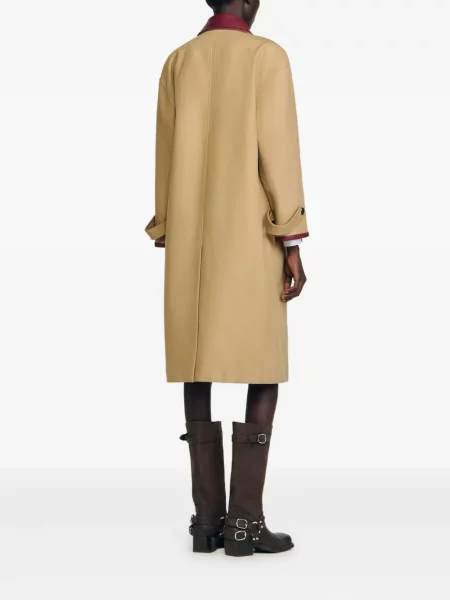 Palton Sandro din piele maro