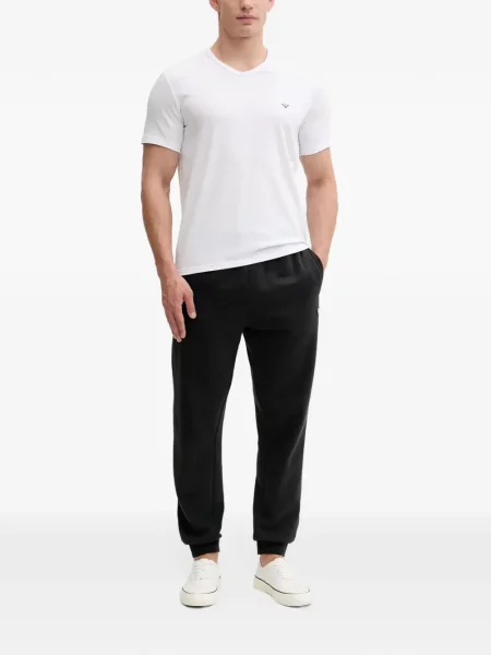 Πουκάμισο Emporio Armani με λαιμόκοψη v από ζέρσεϋ λευκό