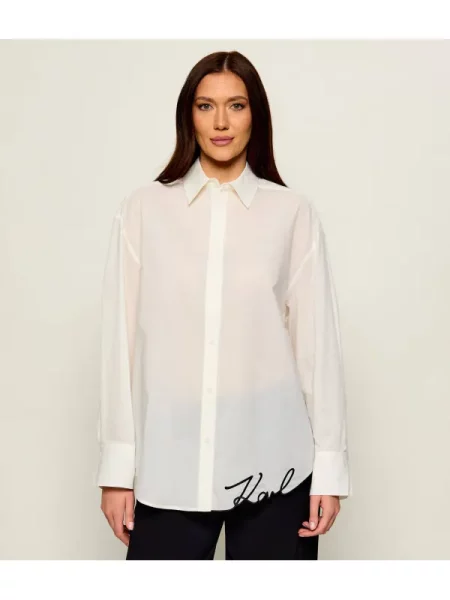 Karl Lagerfeld Jeans Cămașă | Oversize fit alb