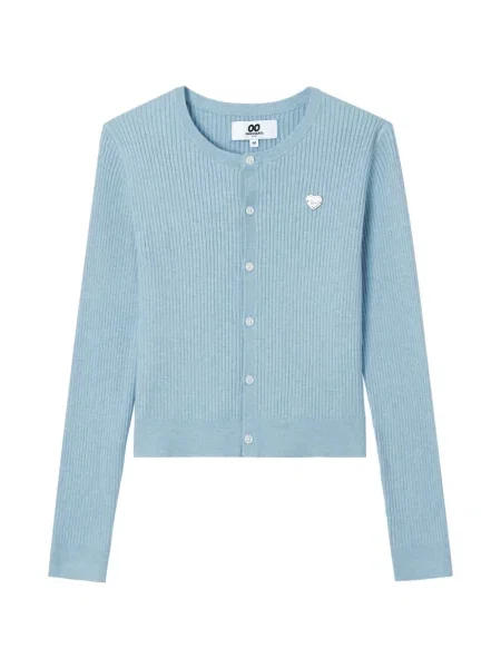 Cardigan Chocoolate tricotate cu motiv cu inimi albastru