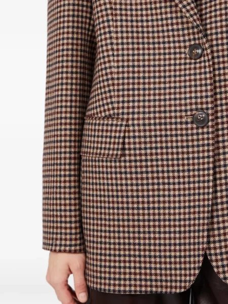 Μάλλινος καρό μπλέιζερ Max Mara καφέ