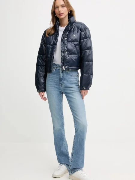 Calvin Klein Jeans Geacă de iarnă Shine Crop Bleumarin