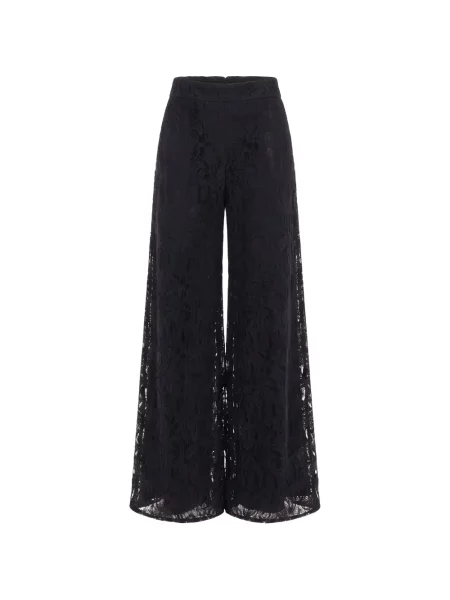 Pantaloni palazzo Gemy Maalouf din dantelă negru