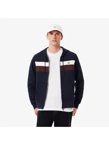 Lacoste Bluza Z Kapturem Z Blokadą Koloru Classic Fit granatowa