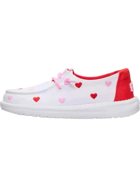 HeyDude Dziewczęce Mokasyny Wendy Embroidered Hearts białe