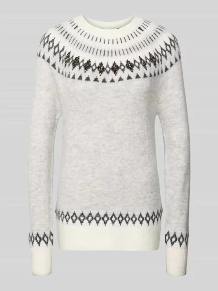 Sweter z dzianiny z prążkowanymi wykończeniami Apricot srebrny