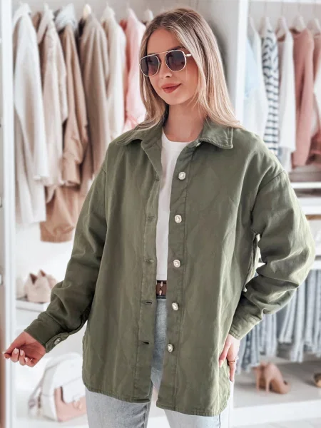 Kurtka przejściowa koszulowa oversize KOSMOJACK khaki Dstreet