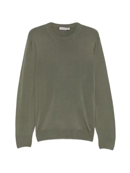 Pulover Canali de lână cu decolteu rotund verde