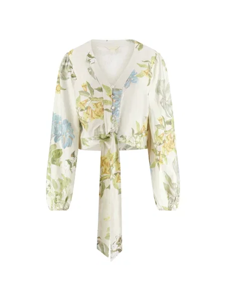 GUESS Bluza SHIRLEY svetlo modra / oliva / pastelno zelena bela