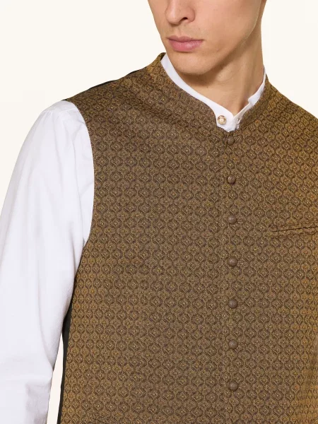 Hammerschmid Tradiční Vesta Xaver Slim Fit koňaková / tmavě hnědá černá