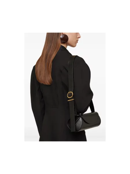 Torebka Jil Sander skórzana z logo czarna