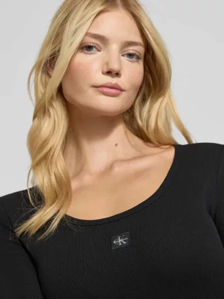 Calvin Klein Jeans Koszulka Z Długim Rękawem schwarz czarna