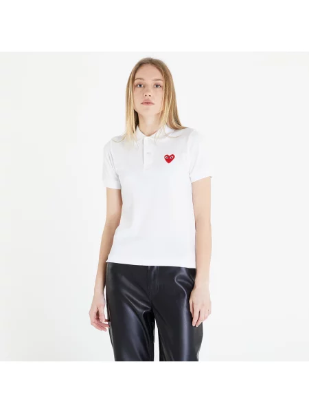 T-shirt Comme des Garçons PLAY Heart Logo Polo Short Sleeve Tee White S białe