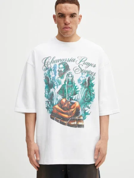 Willy Chavarria tricou din Prayer Services Northsider cu imprimeu alb