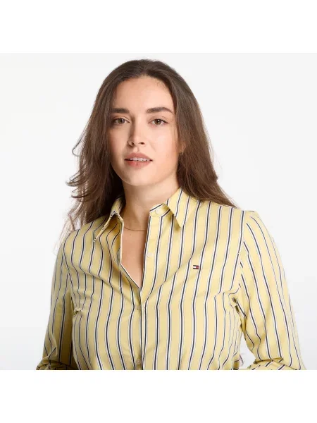 Koszula Tommy Hilfiger Summer Poplin Regular Shirt Liquorice Stp Citronella M żółta