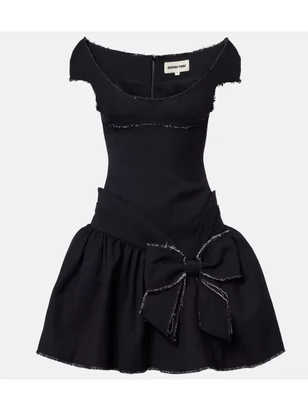 Rochie Shushu/tong cu funde din tweed albastru
