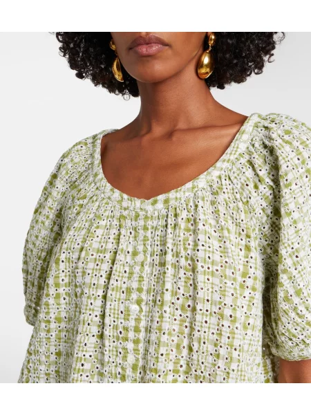 Top Velvet cu broderie de catifea verde